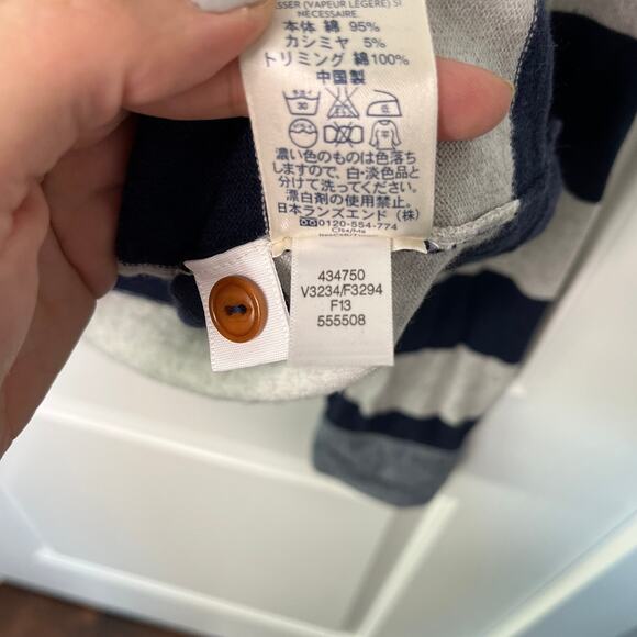 Lands’ End Canvas Mens Rugby Polo Shirt XL Navy Striped Cotton Cashmere 434750 - Picture 7 of 8